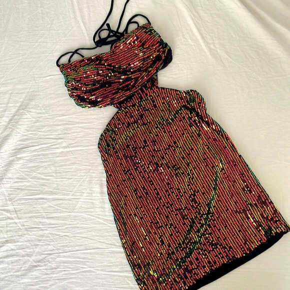 NWT Multicolor Sequin Mini Dress - Picture 4 of 7